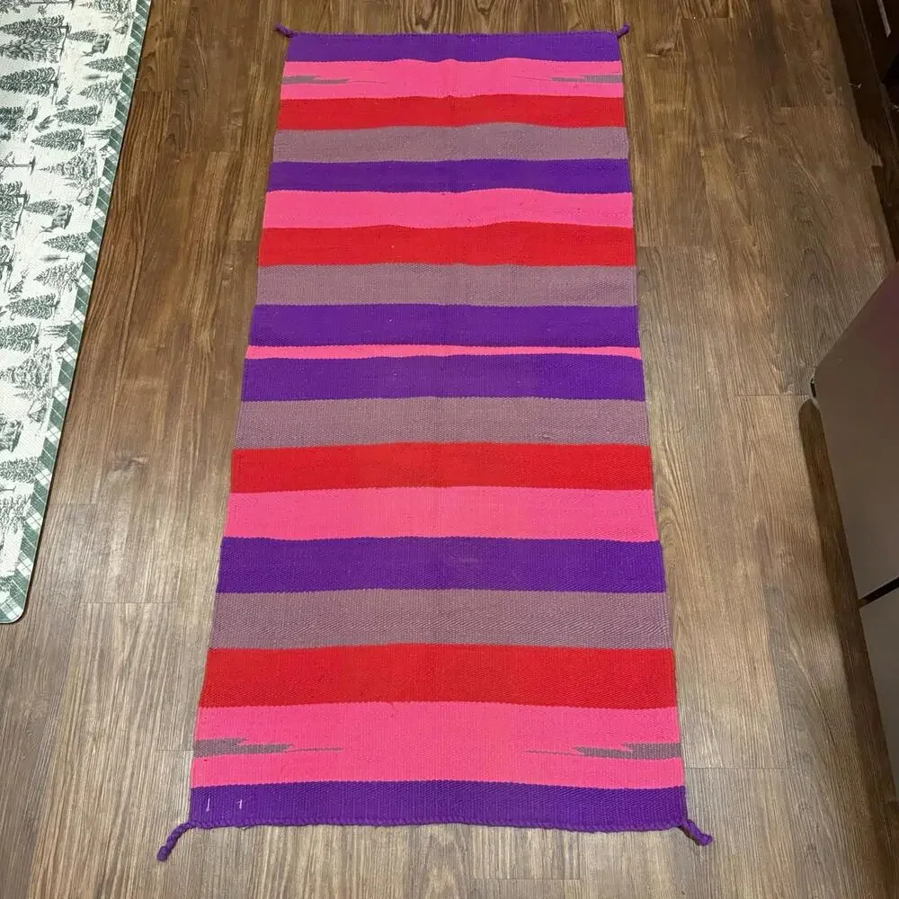 Vintage 60s/70s RARE Colorful Turkish Kilim‎ Runner Handmade Rug Size 60x28